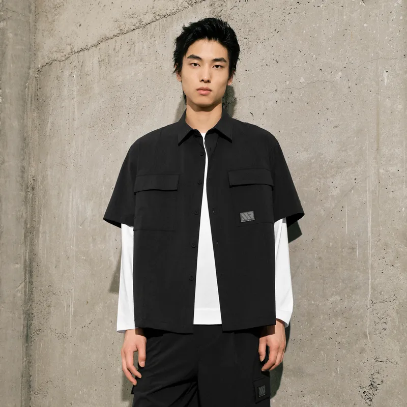 GXG Urban Aesthetics Of The Blockbuster Weaving Series Shirts Men Dark Gray-3