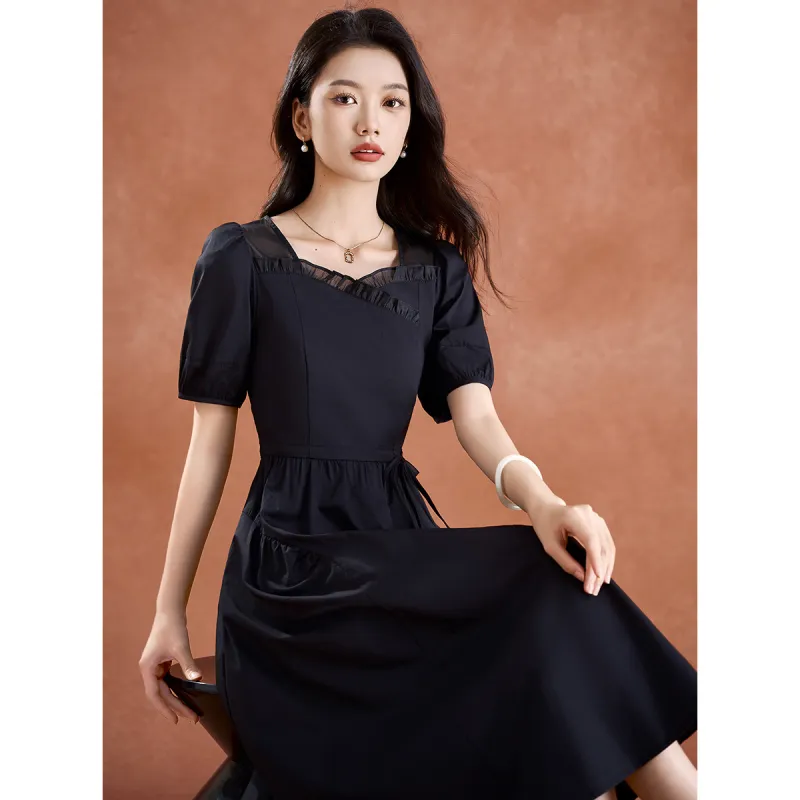 Mylan Summer Short Sleeved Dress Cinched Waist Women's-1