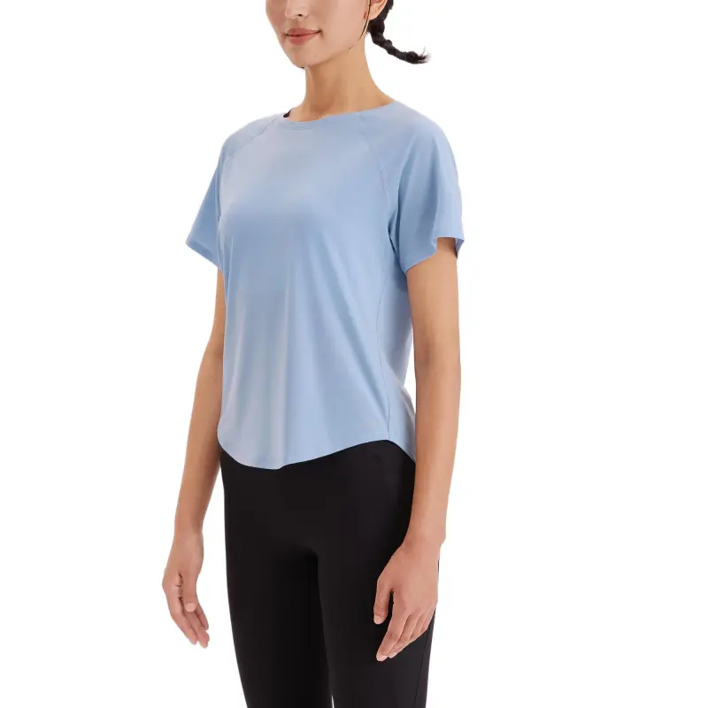 DECATHLON Raglan Sleeve T Shirt Women's Washed Denim Blue-4