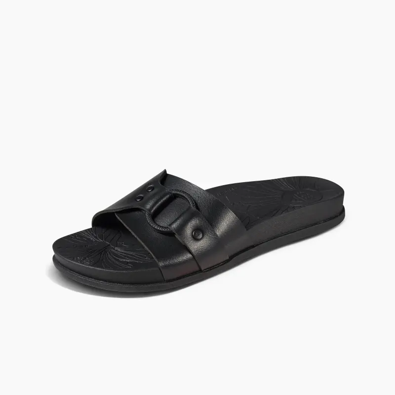 REEF Rubber Sole Quiet Slide Slippers Women's Black-2