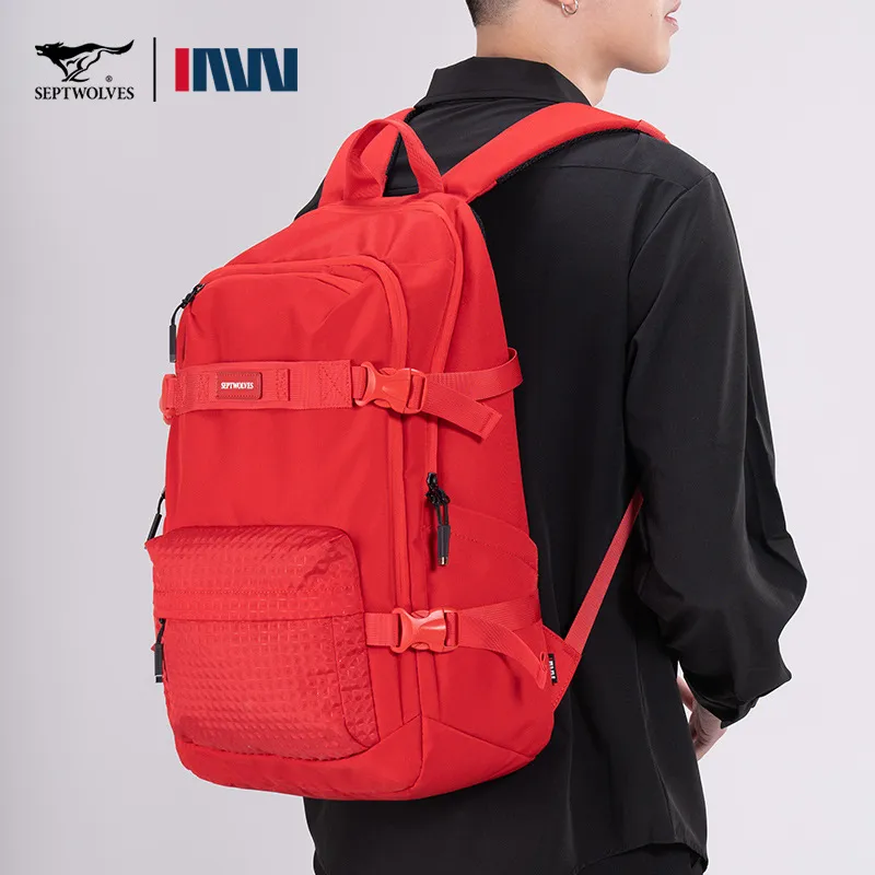 SEPTWOLVES Fabric Backpack Regular Unisex Red-3