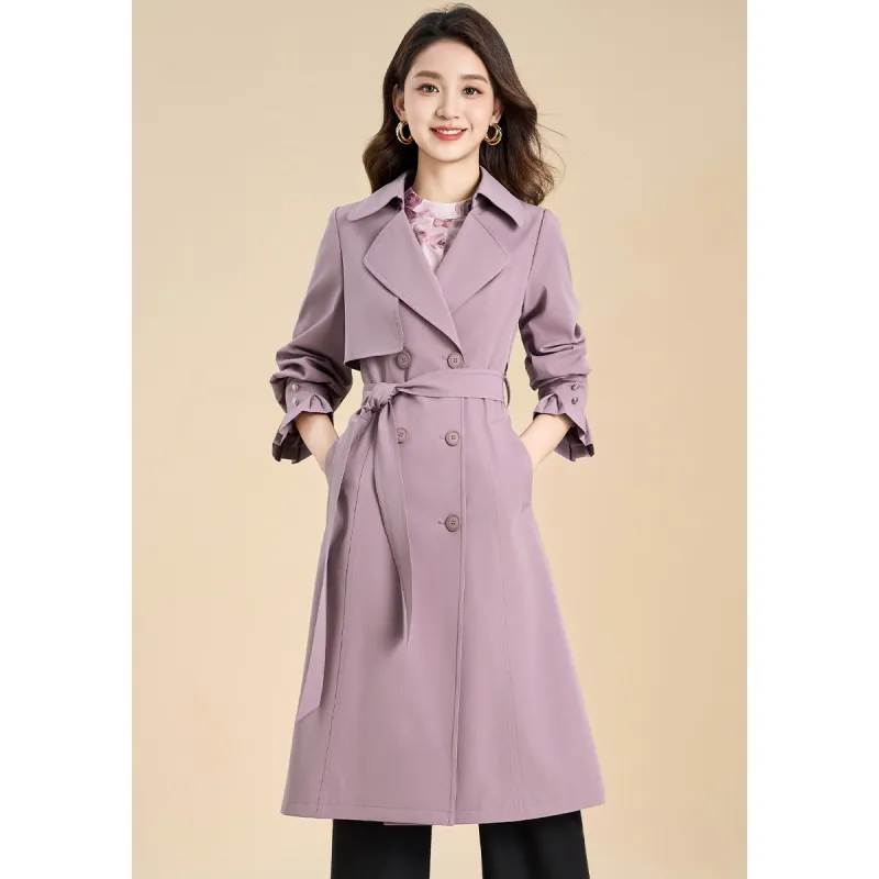 Mylan Spring, Fall Trench Coat Cinched Waist Women's Pink Collection Brand, Stay Updated With Event Alerts-5