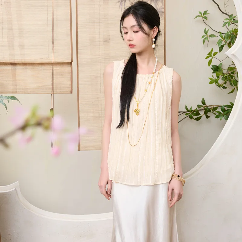 3COLOUR Chiffon Shirts Women's Ecru-6
