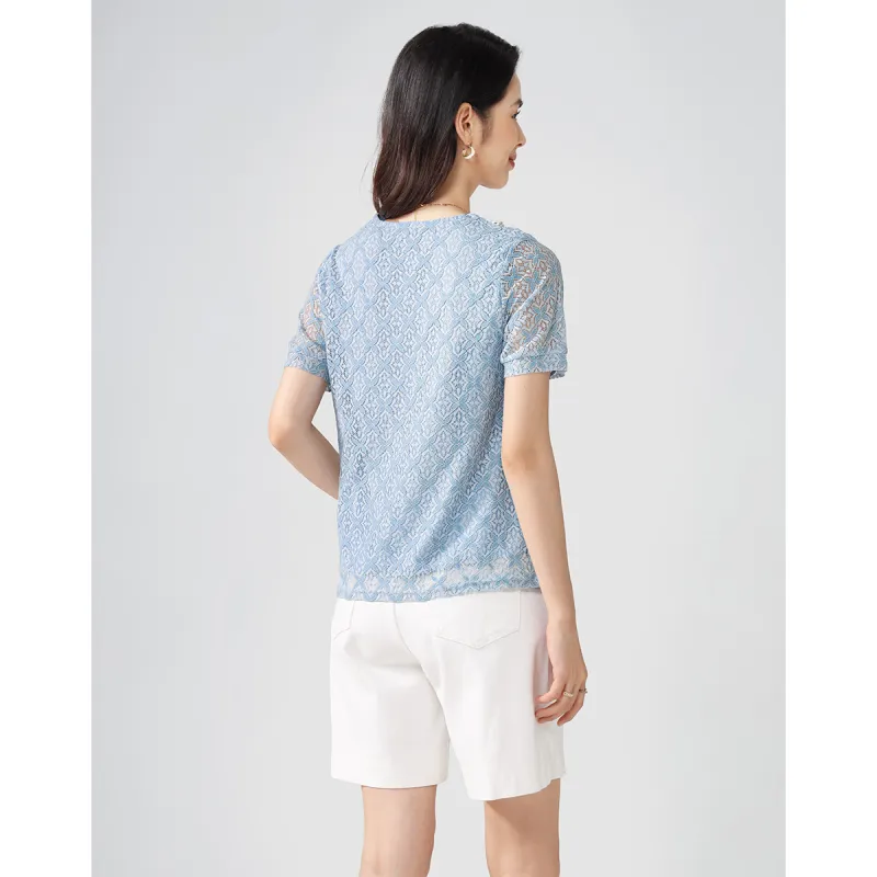 Love Elaine Shirt Loose Fit Women's Blue-6