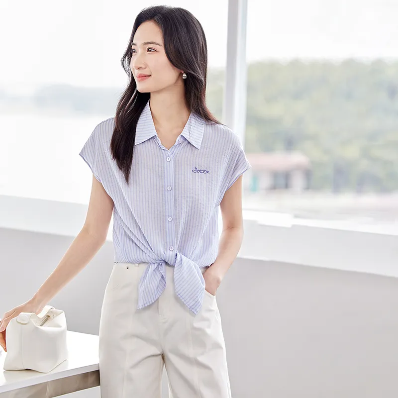 SENTUBILA Shirts Women's Purple Stripes-2