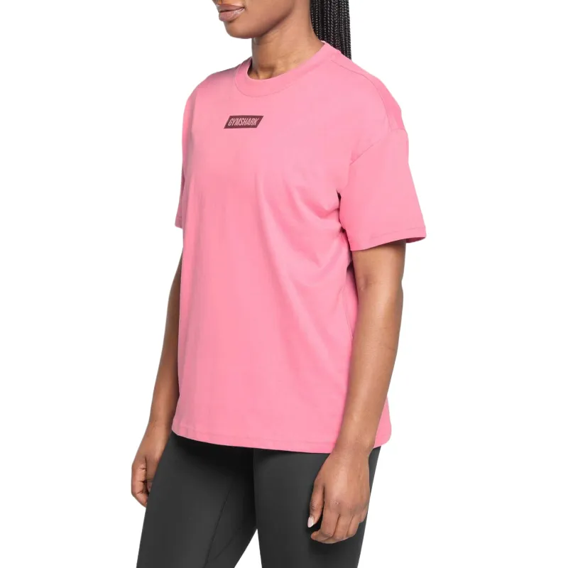 GYMSHARK Drop Shoulder Sleeve T Shirt Women's Sunset Pink-2