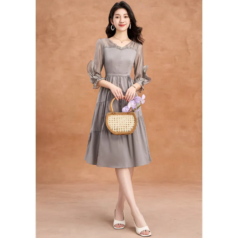 Mylan Long Sleeved Dress Women's Gray-4