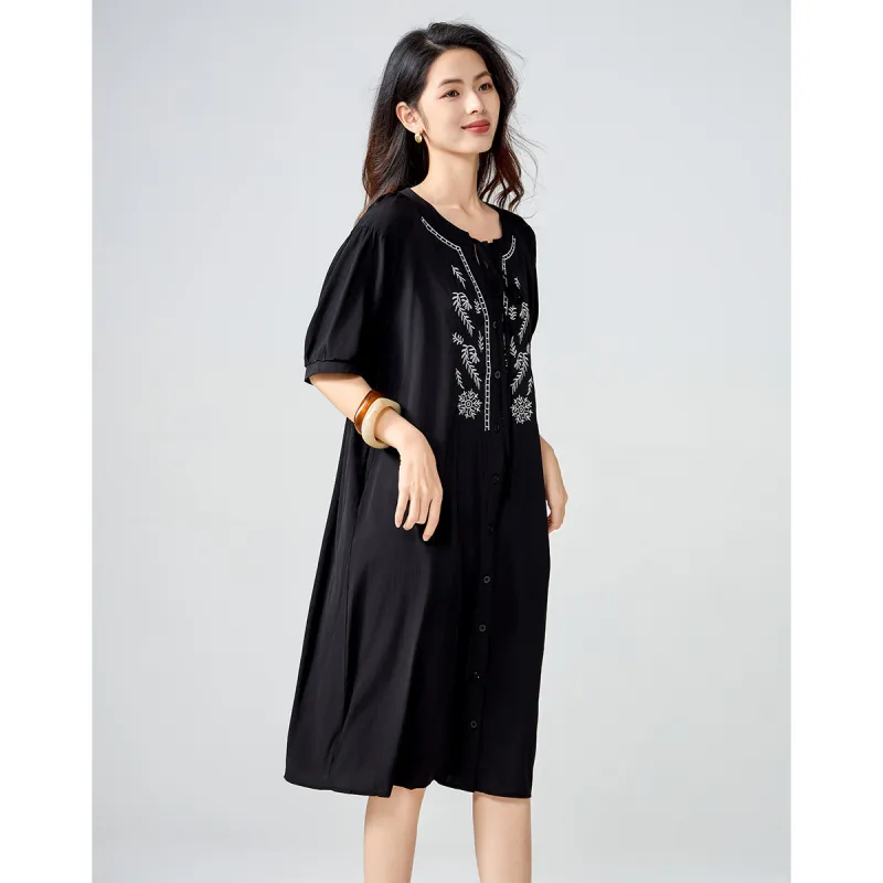 Love Elaine Summer Short Sleeved Dress Women's Black-3