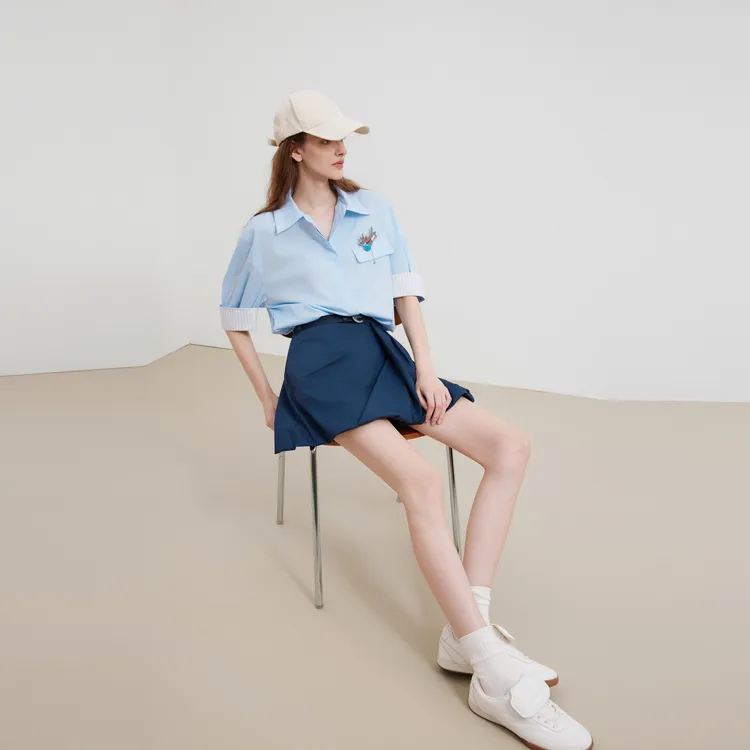 ELLE Fun Series Shirts Women's Blue-3