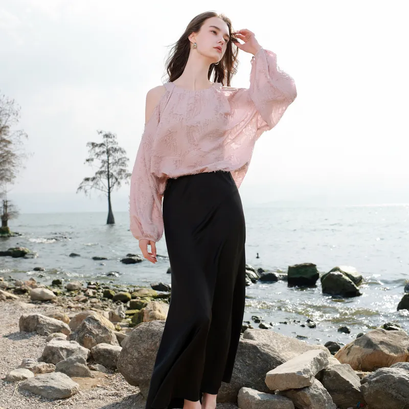 3COLOUR Chiffon Shirt Women's Smoke Pink-6