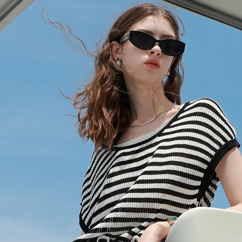 3COLOUR Knitwear Women's Black White Stripes-5