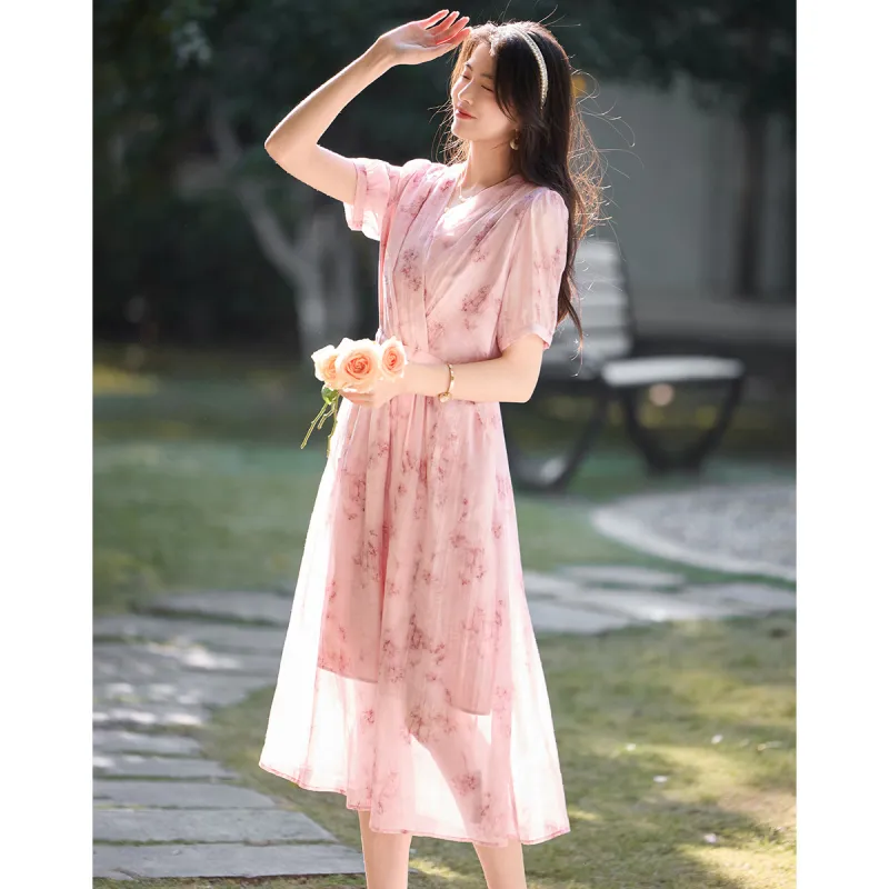 Like The Age Of Water Summer Long Sleeved Dress Slim Fit Women's-3