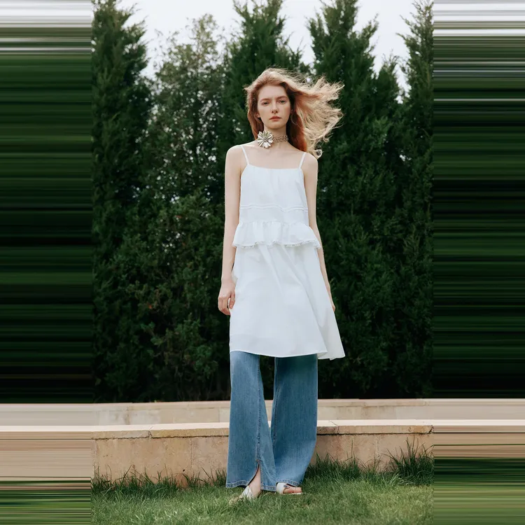 ELLE Slip Dresses Women's White-2