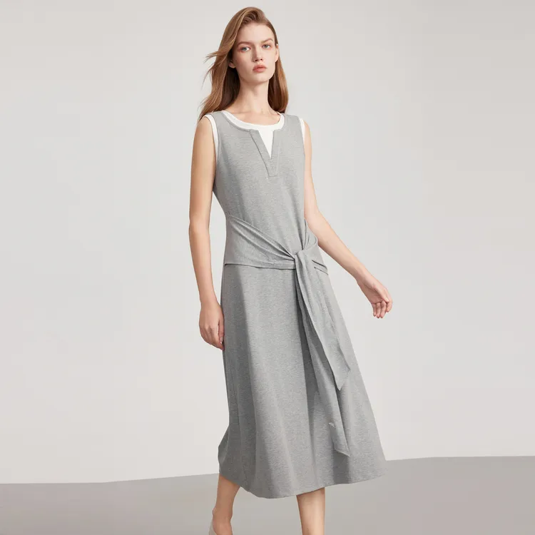 ELLE Sleeveless Dresses Women's Light Gray-5