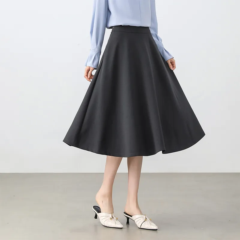 SENTUBILA Casual Long Skirts Women's Gray-5