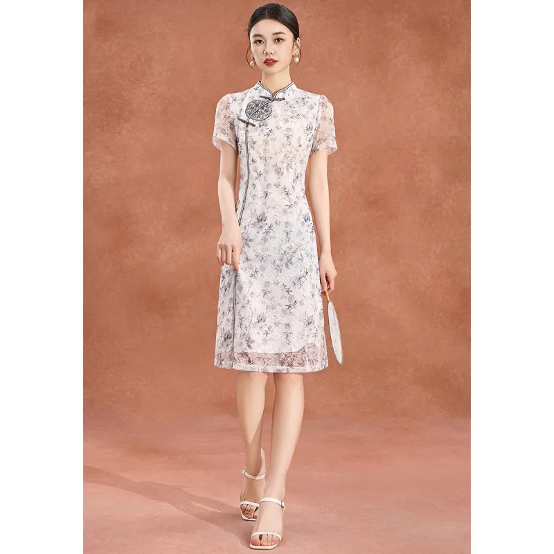 Mylan Short Sleeved Dress Cinched Waist Women's Gray-7