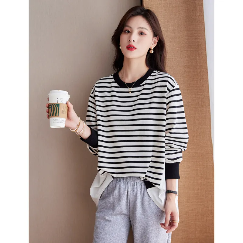 Like The Age Of Water Spring, Fall Sweatshirt Regular Women's Stripes-5