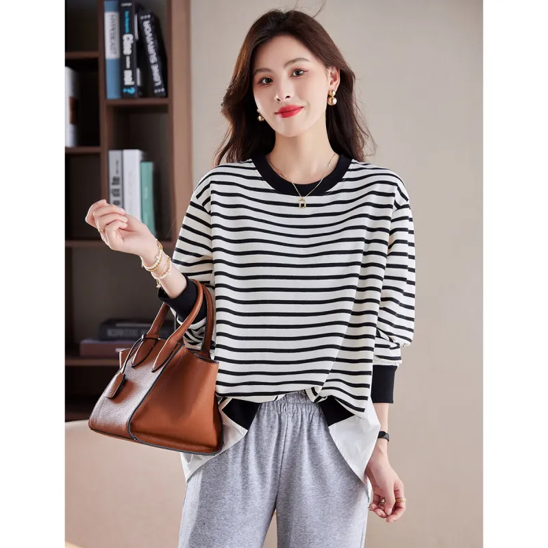 Like The Age Of Water Spring, Fall Sweatshirt Regular Women's Stripes-3