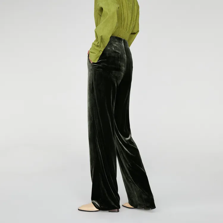 OVV Casual Pants Women's Gray Green Solid Color B7-2