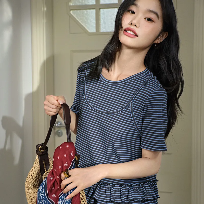KUOSE T Shirts Women's Stripes-4