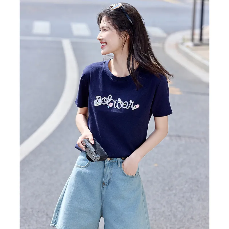 Still quiet T Shirts Women's Navy Blue-1