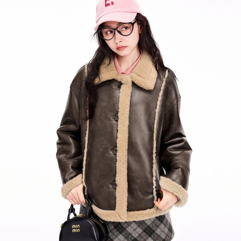 LEDIN Leather Jacket Women's Chocolate Brown-5