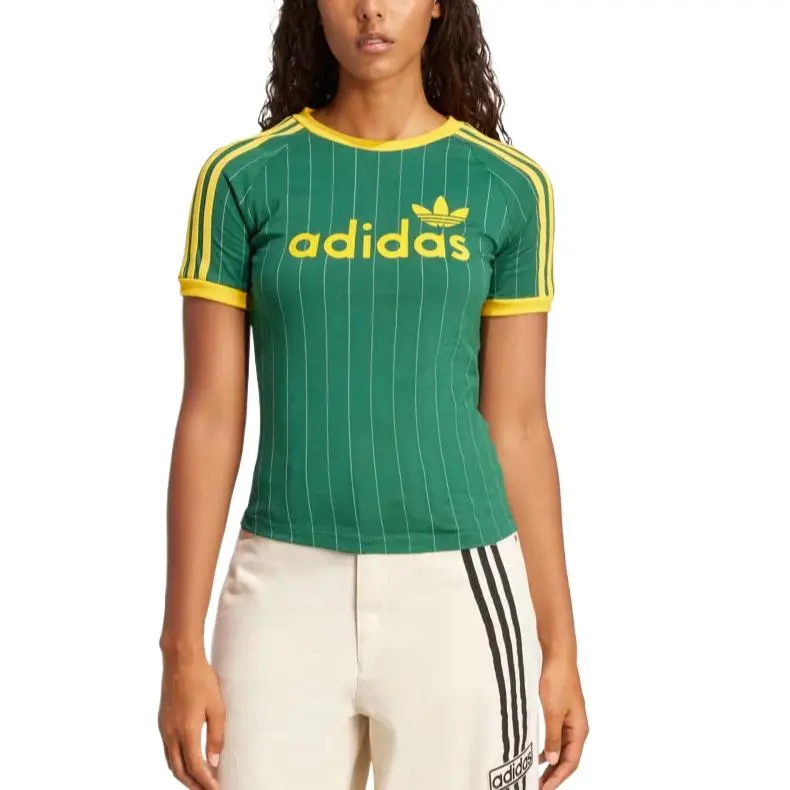 Adidas Originals Raglan Sleeve T Shirt Women's Preppy Green/Gray White-1