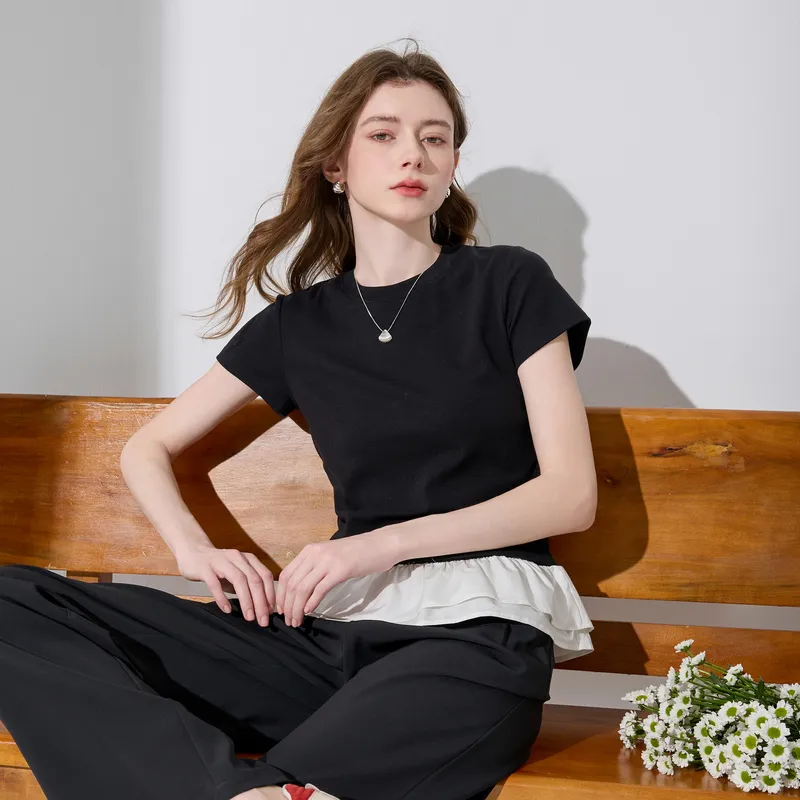 3COLOUR T Shirts Women's Black/White-3