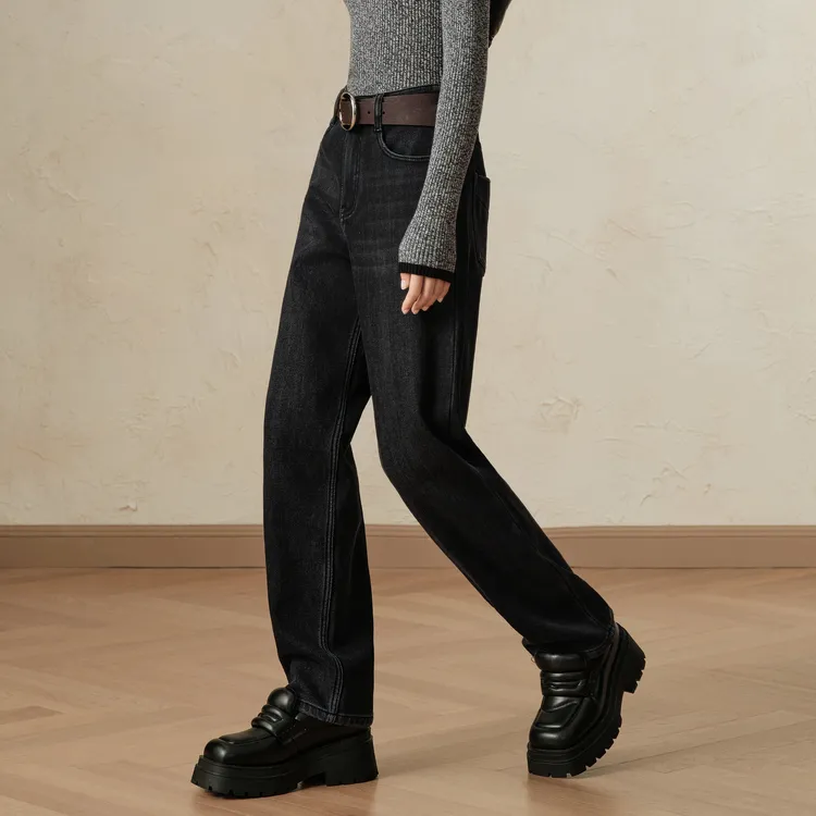 JZ. ANNAKRO Jeans Women's Plain Black-4