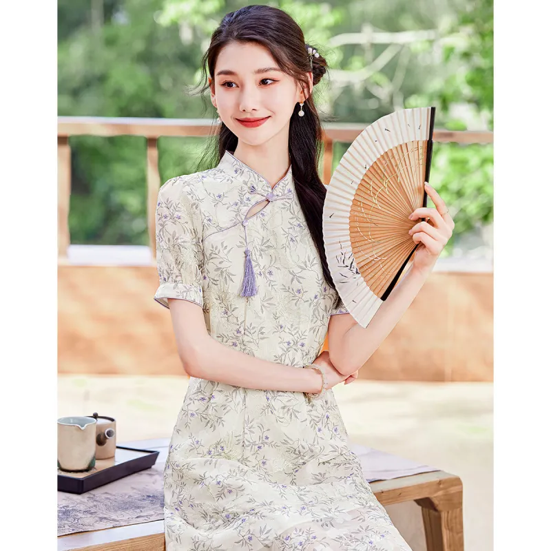 Like The Age Of Water Short Sleeved Dress Women's Purple-2
