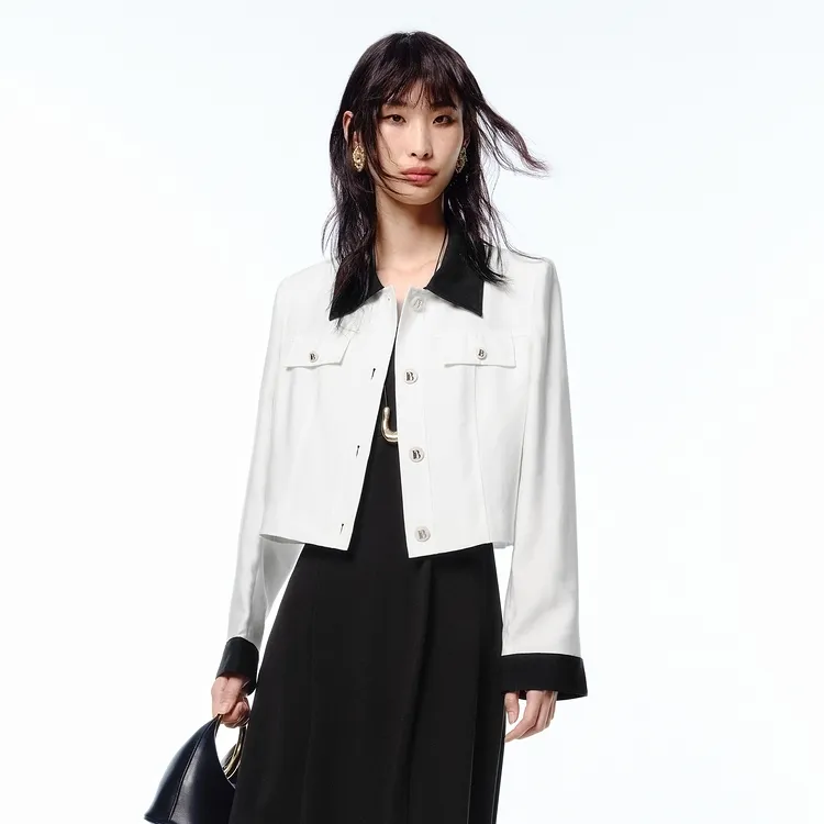 PEACEBIRD Cropped Coat Women's Afterglow Beige-4