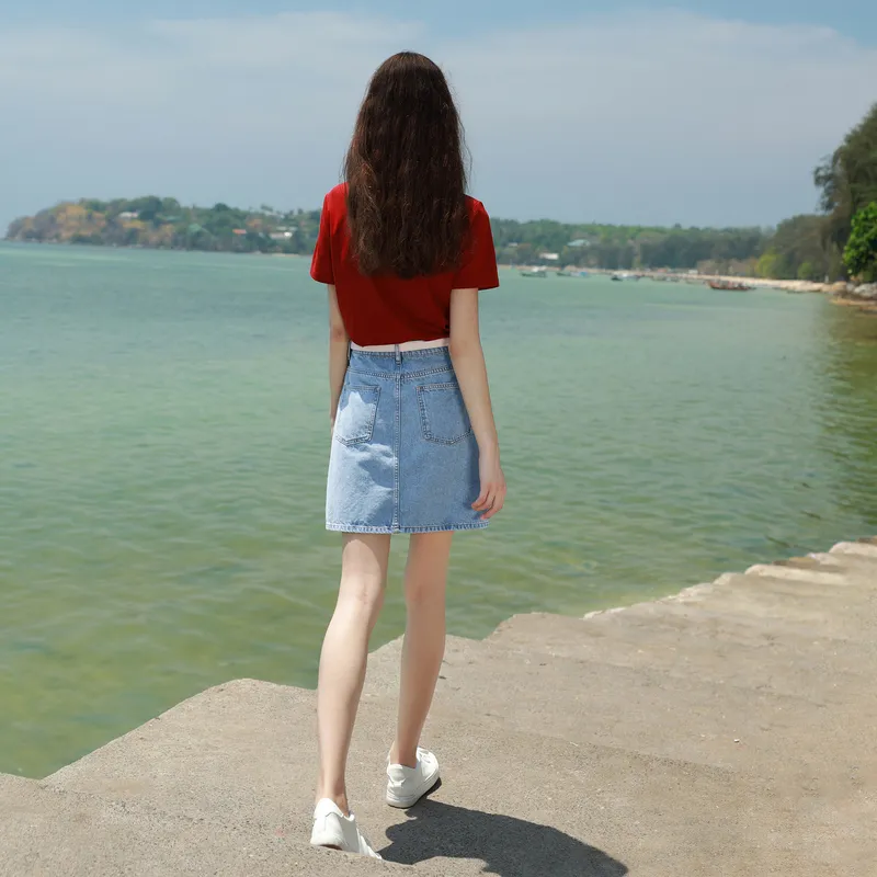 3COLOUR Casual Short Skirts Women's Lake Blue-4