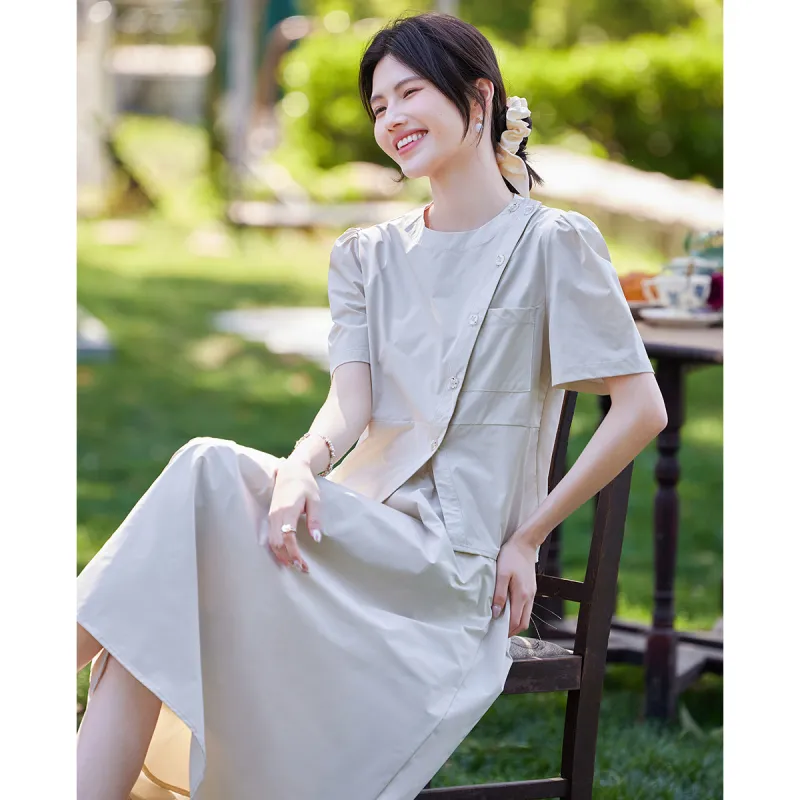 TERRE BLEUE Two Piece Skirt Sets Women's Beige-6