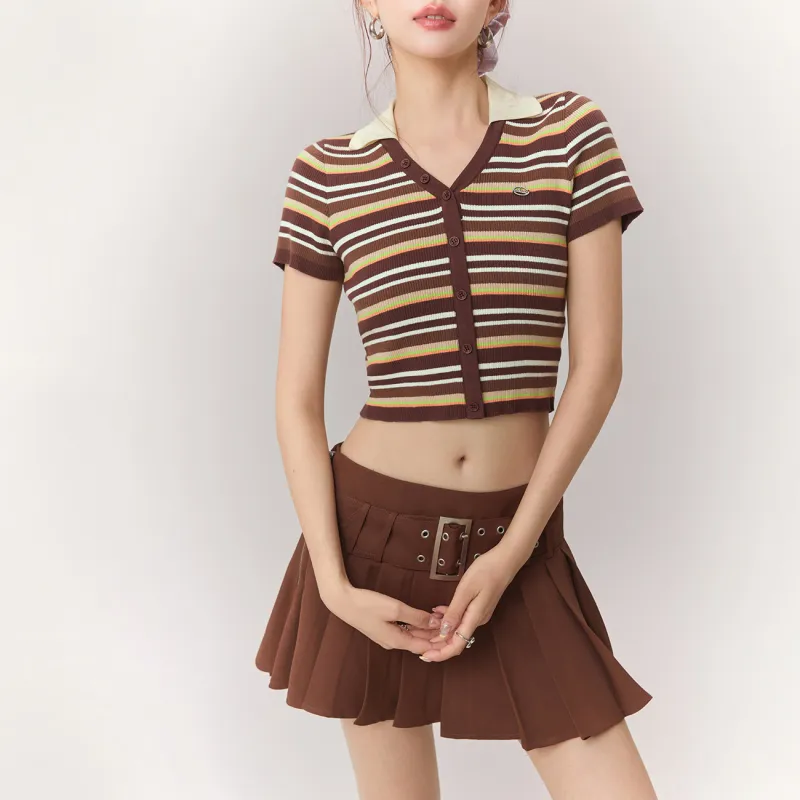 CHUU Knitwear Women's Coffee Stripes-2