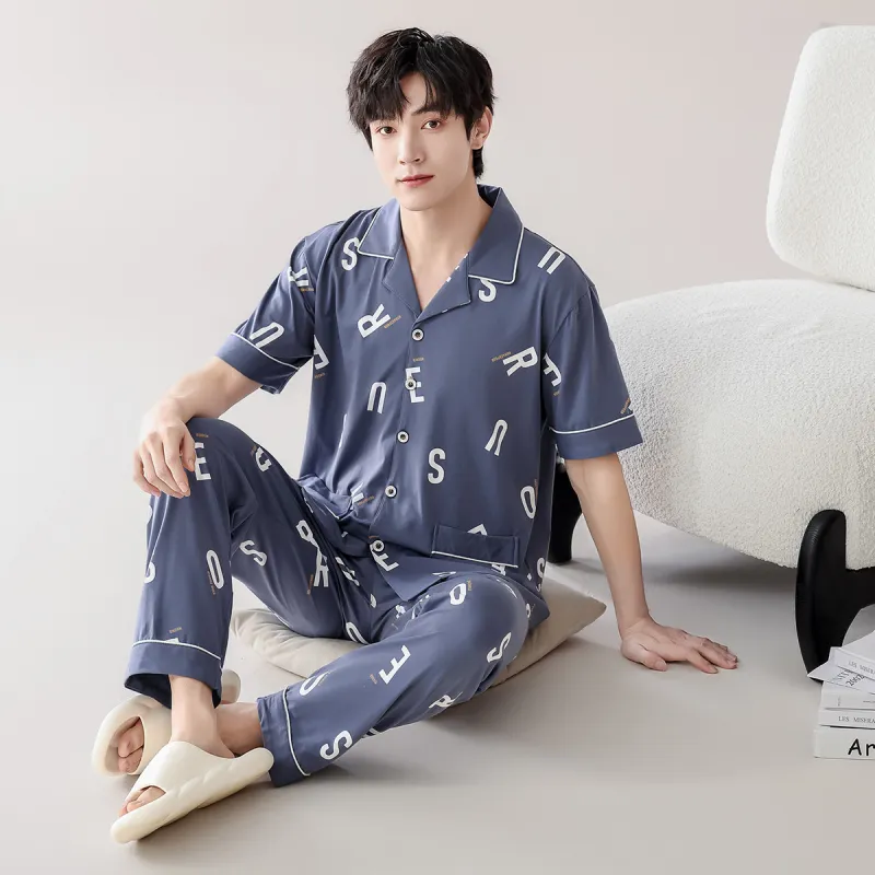 FARO Pajama Set Men's Gray Blue-4