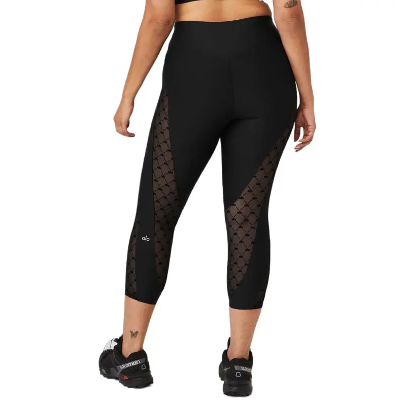 Alo Yoga Airlift Mesh High-Waist Celeste Capri – Black Sale Athletic Trousers Women's Black-4