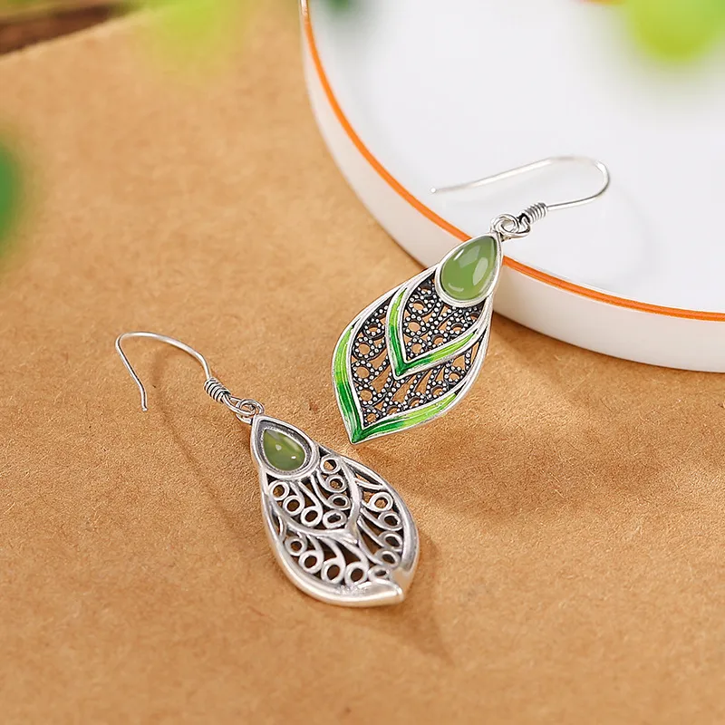 Royal Heaven's Choice Hetian Jade Earrings Jasper Unisex-6