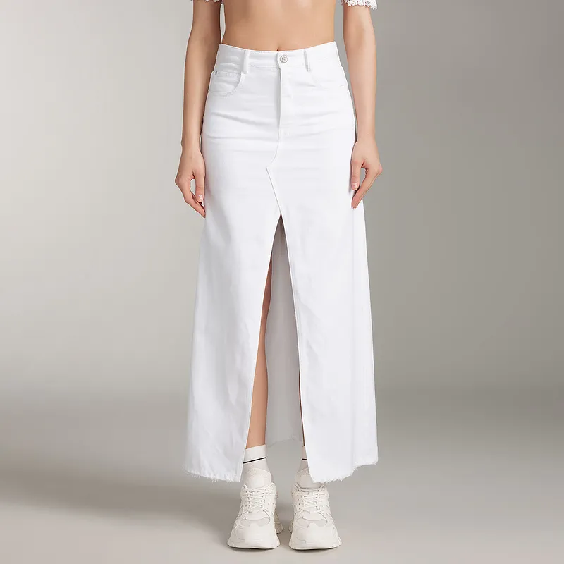 Miss Sixty Denim Long Skirts Women's White-2
