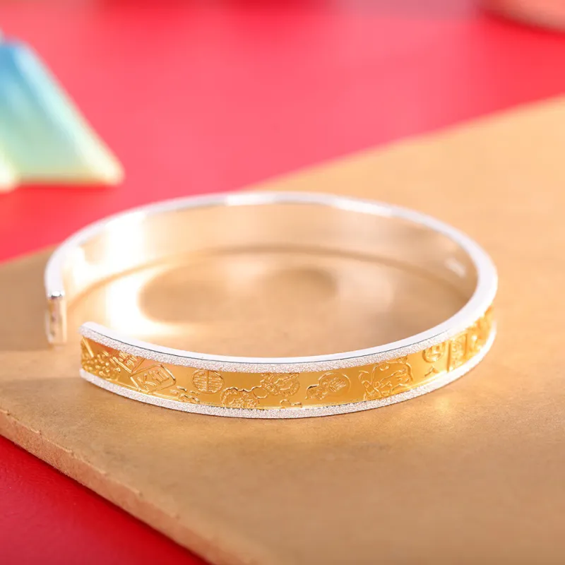 LIUXIN 999 Fine Silver Bangles Women's-1