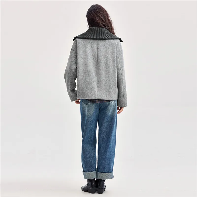 UNIQLO Coat Women's Light Gray Contrast Gray-2