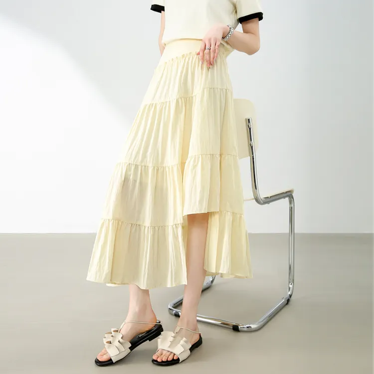 SENTUBILA Casual Long Skirts Women's Pear Blossom Yellow-4
