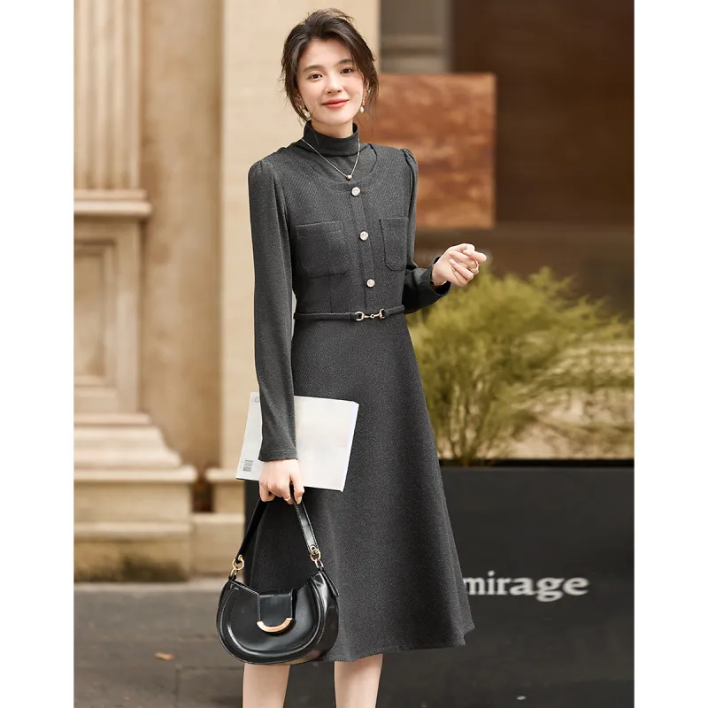 Like The Age Of Water Summer Long Sleeved Dress Regular Women's Gray-3
