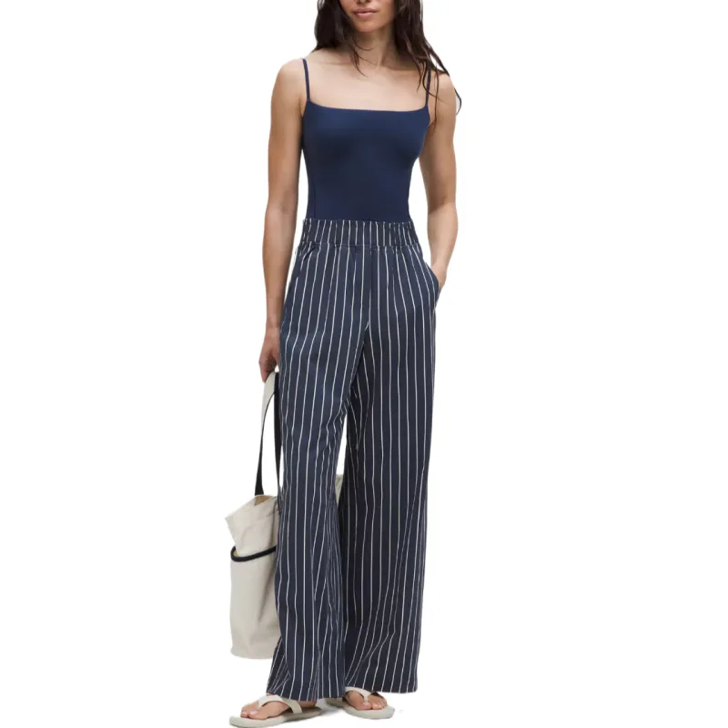 Lululemon Stretch Woven Casual Pants 31' Women's Light Ivory Club Blue Upright Stripe Max Light Ivory Club Blue-2