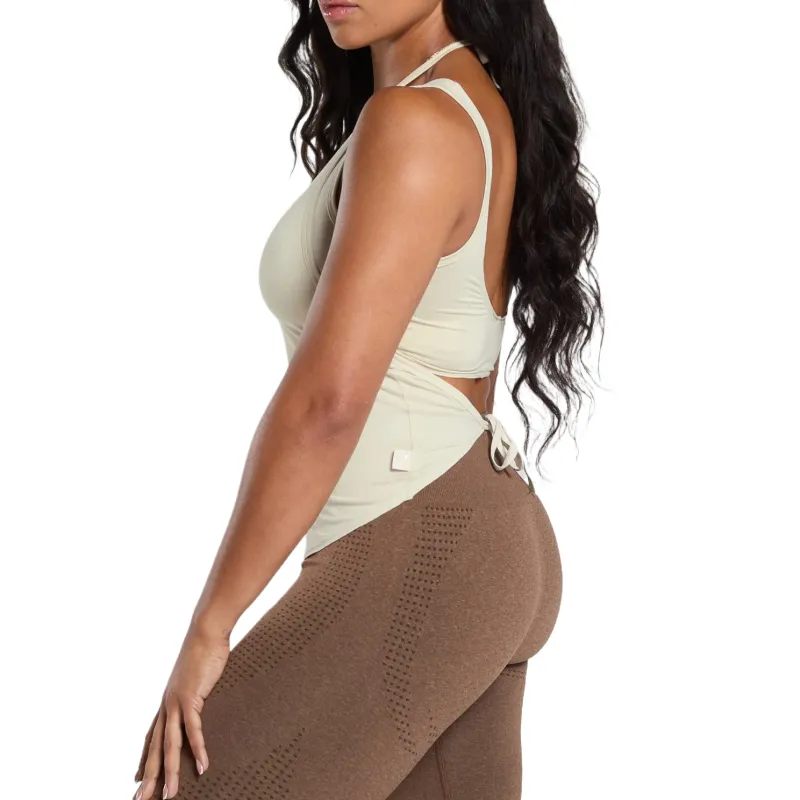 GYMSHARK Superset Tank Sport Vests Women's Light Umber White-2