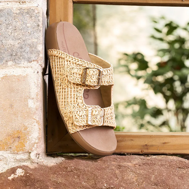 Safiya Rubber Sole Quiet Slide Slippers Women's Apricot-5