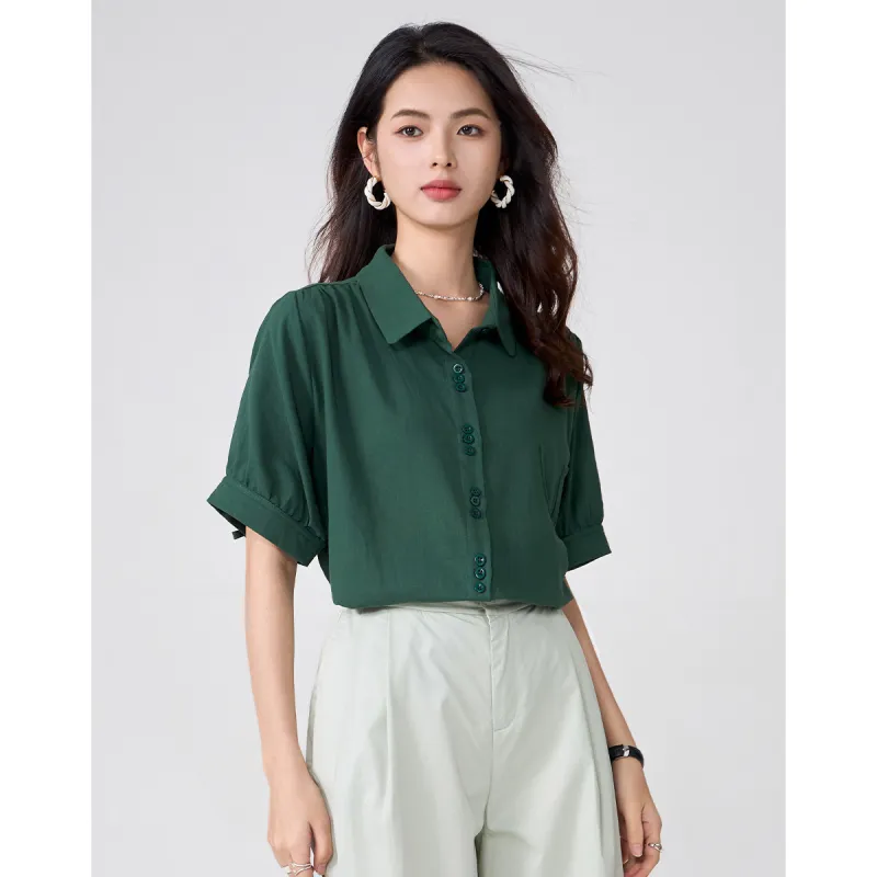 Love Elaine Shirt Loose Fit Women's Green-3