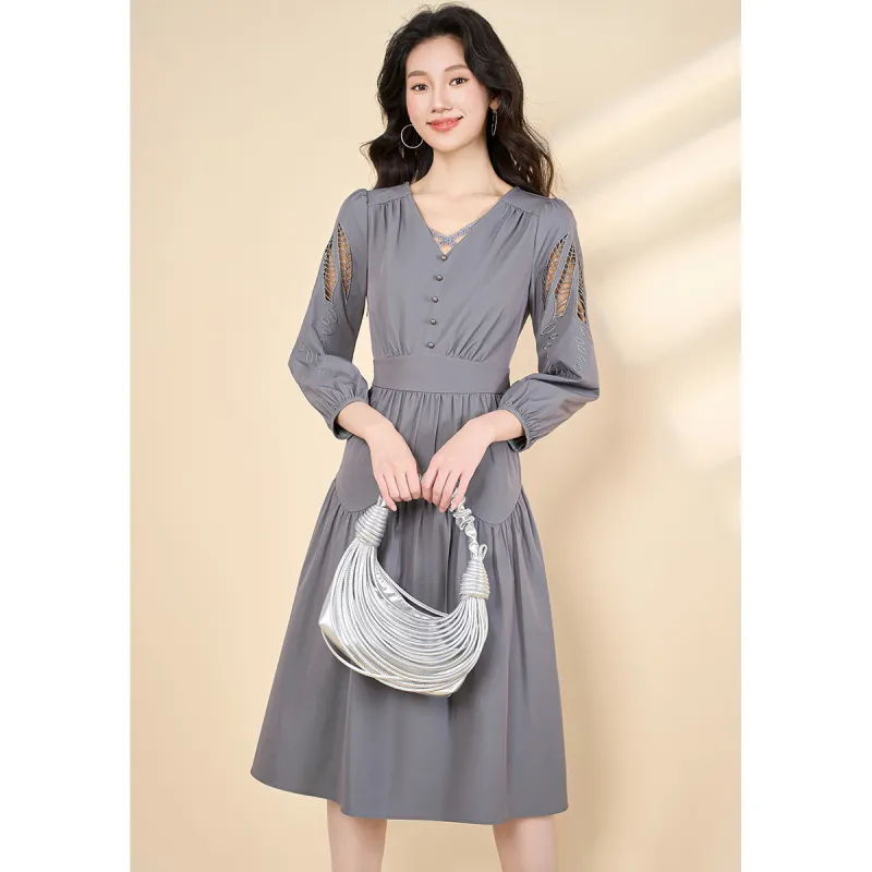 Mylan Long Sleeved Dress Women's Gray-3