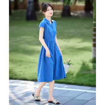 Still Quiet Summer Short Sleeved Dress Women's Peacock Blue