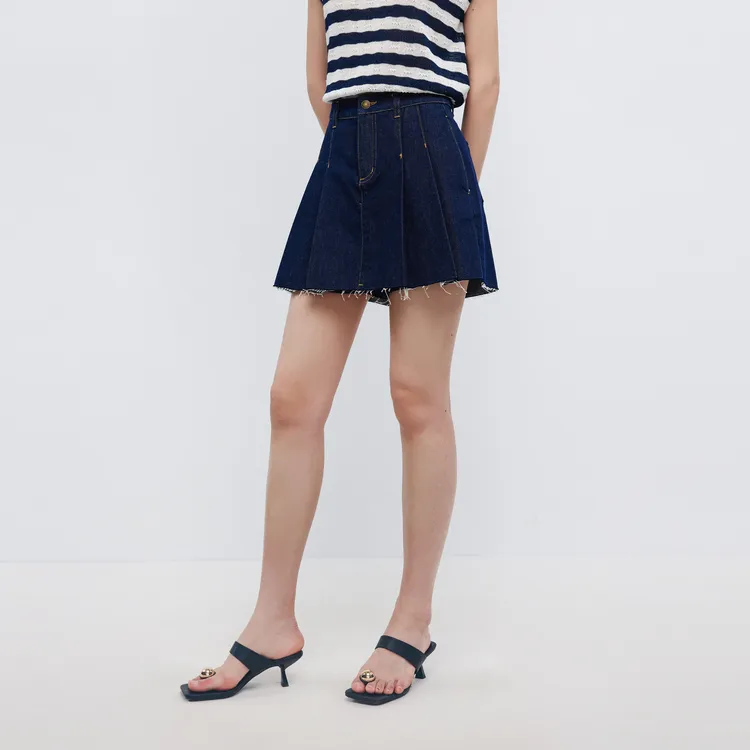 SHUIYUNJIAN Denim Shorts Women's Navy Blue-3