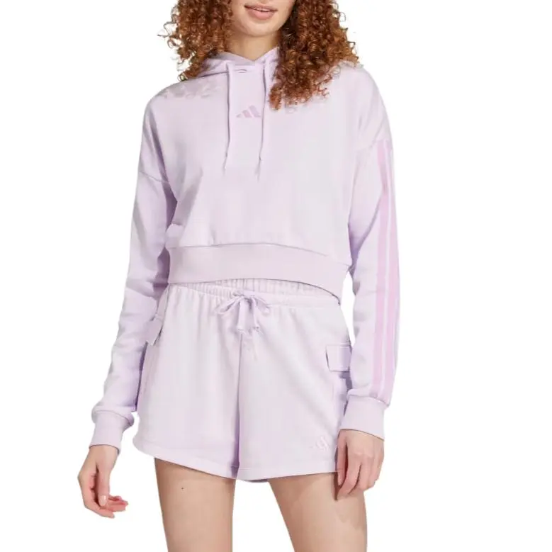 Adidas Free Shipping With AdiClub Essentials 3 Stripes French Terry Crop Hoodie-1